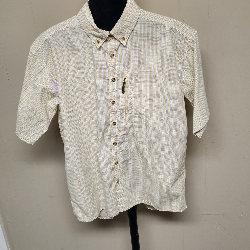 Drake Clothing Company Men's Size Small Yellow White Checkered Button Down Shirt